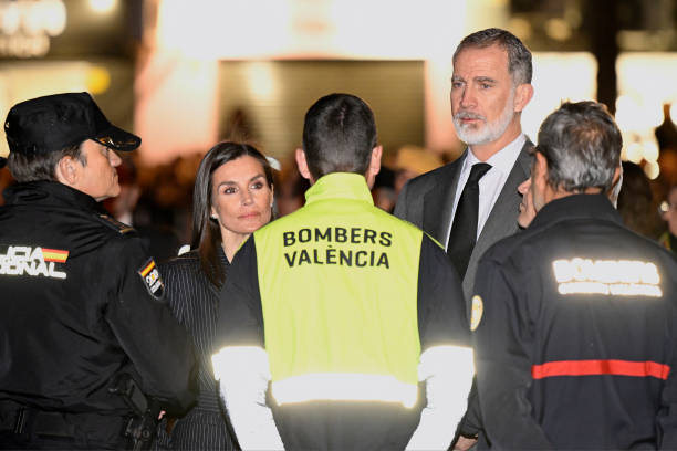 ESP: Spanish Royals Visit Valencia After The Fire At A High-rise Complex