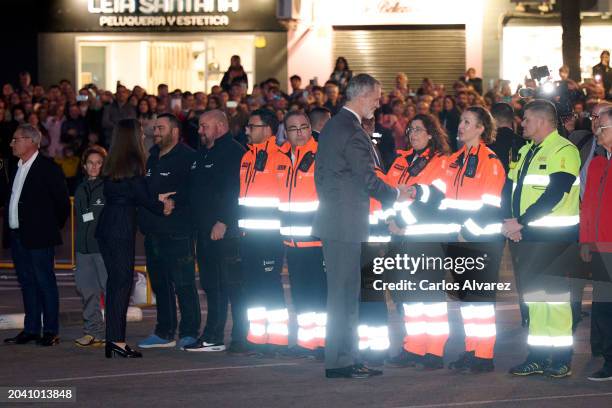 King Felipe VI of Spain and Queen Letizia of Spain visit the area of a 14-floor apartment complex after fire tore through it last Thursday on...