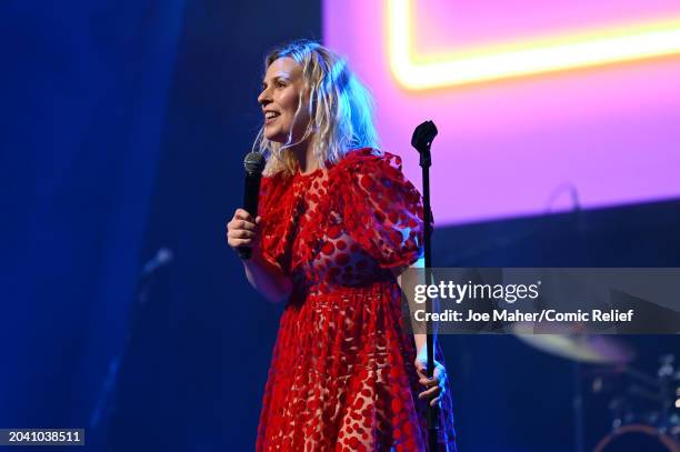 Sara Pascoe onstage during Comic Relief Live at London Palladium on February 26, 2024 in London, England.
