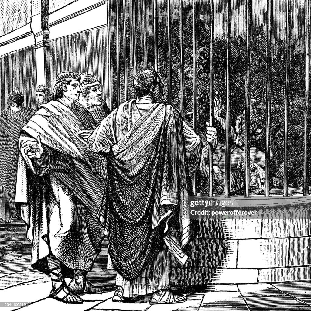 Damnatio ad Bestias (Condemnation to Beasts) of a Christian Man in Ancient Rome - 1st Century