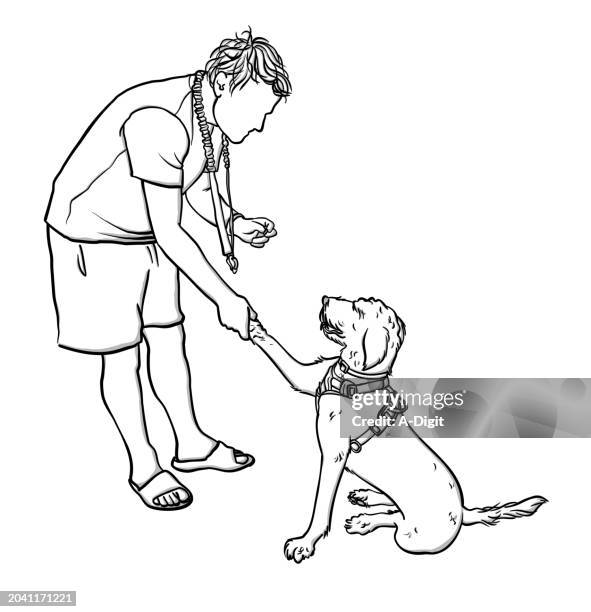 dog obedience training sketch - poodle sitting stock illustrations