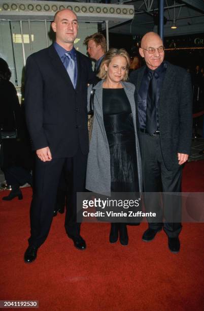 Actor Patrick Stewart, girlfriend Wendy Neuss and his son Daniel attend "The Talented Mr. Ripley" Westwood Premiere at the Mann Village Theatre in...