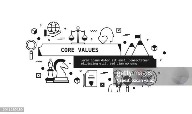 core values related vector banner design concept. global multi-sphere ready-to-use template. web banner, website header, magazine, mobile application etc. modern design. - dedicated internet access stock illustrations