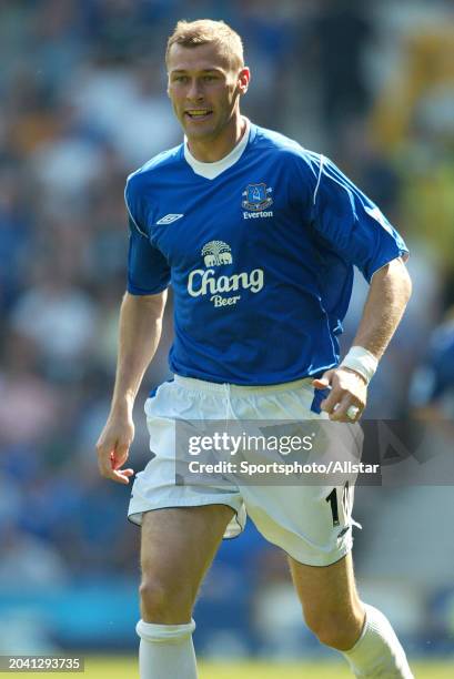 Duncan Ferguson of Everton in action during the Premier League match between Everton and Arsenal at Goodison Park on August 15, 2004 in Liverpool,...