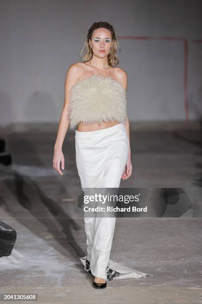 Model walks the runway during the Pressiat Womenswear Fall/Winter 2024-2025 show as part of Paris Fashion Week on February 26, 2024 in Paris, France.