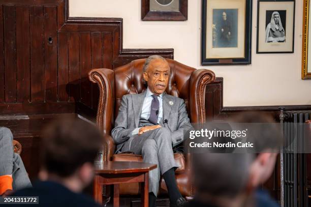 Reverend Al Sharpton speaks at The Cambridge Union on February 26, 2024 in Cambridge, Cambridgeshire.