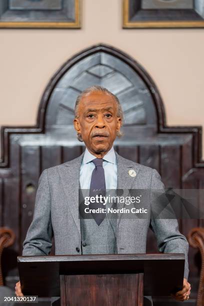 Reverend Al Sharpton speaks at The Cambridge Union on February 26, 2024 in Cambridge, Cambridgeshire.