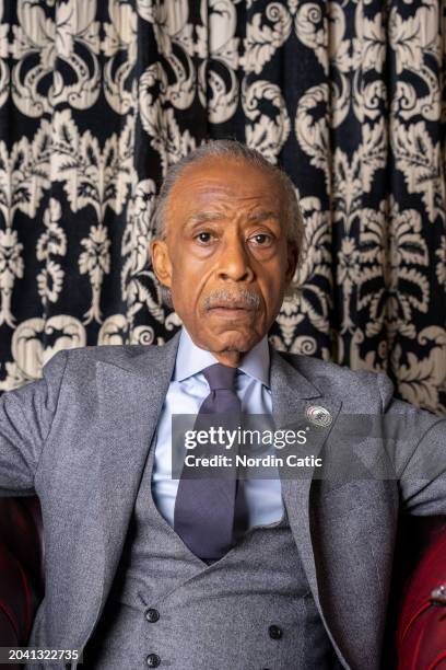 Reverend Al Sharpton poses for a photograph at The Cambridge Union on February 26, 2024 in Cambridge, Cambridgeshire.