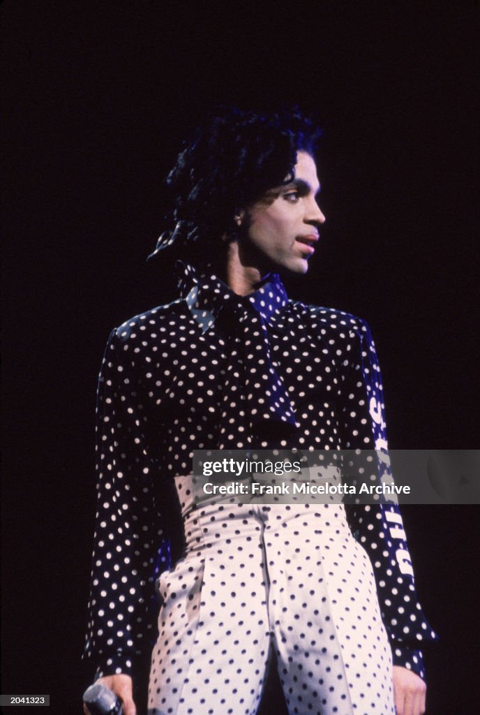 Prince Performs In Polka Dot Costume 