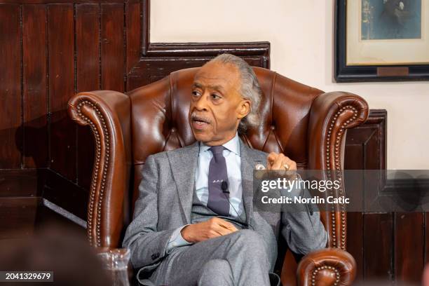 Reverend Al Sharpton speaks at The Cambridge Union on February 26, 2024 in Cambridge, Cambridgeshire.