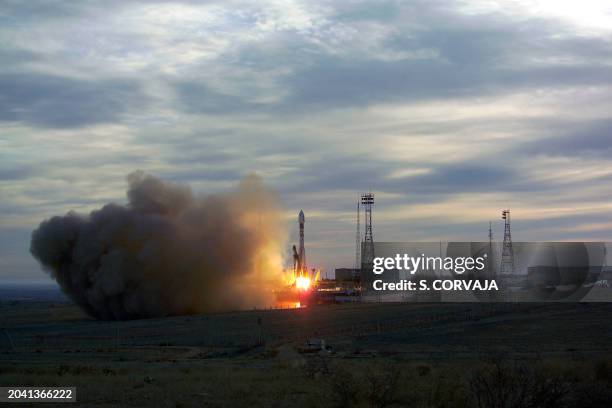 The Soyuz FG-Fregat vehicle carrying Venus Express, European Space Agency 's first probe to Venus, lifts off from from the Russian cosmodrome in...