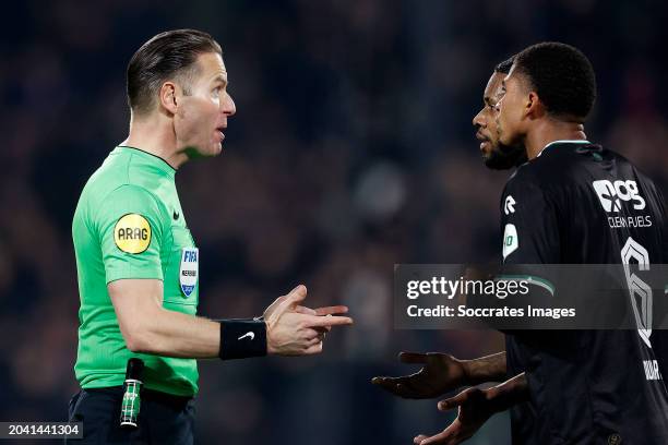 Referee Danny Makkelie, Leandro Bacuna of FC Groningen, Laros Duarte of FC Groningen during the Dutch KNVB Beker match between Feyenoord v FC...