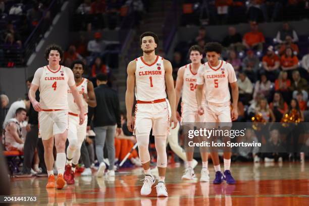 Clemson Tigers guard Chase Hunter during a college basketball game between the Pittsburgh Panthers and the Clemson Tigers on February 27, 2024 at...