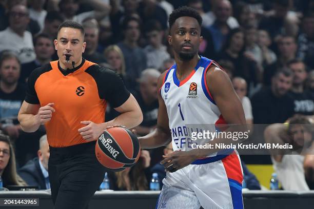 Rodrigue Beaubois of Anadolu Efes Istanbul in action during the 2023/2024 Turkish Airlines EuroLeague, Round 27 match between Partizan Mozzart Bet...