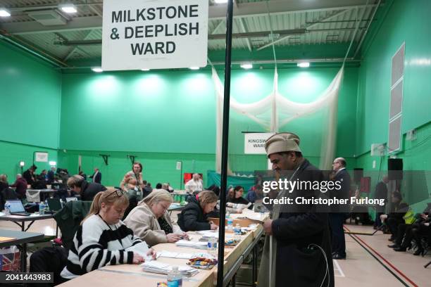 Vote counting starts as polls close in the Rochdale by-election on February 29, 2024 in Rochdale, England. The Rochdale by-election takes place after...