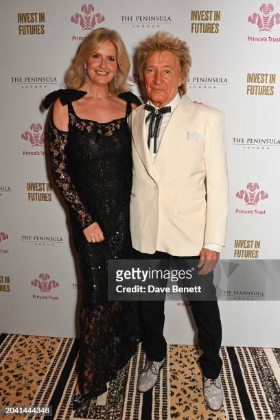 Penny Lancaster and Sir Rod Stewart attend The Prince's Trust Invest In Futures Gala Dinner at The Peninsula Hotel on February 29, 2024 in London,...