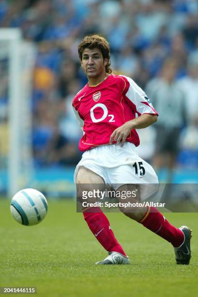 August 15: Cesc Fabregas of Arsenal on the ball during the Premier League match between Everton and Arsenal at Goodison Park on August 15, 2004 in...