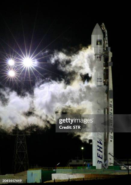 Zenit-2SB rocket, carrying the Phobos-Grunt spacecraft , stands at a launch pad of the Russian leased Kazakhstan's Baikonur cosmodrome early on...