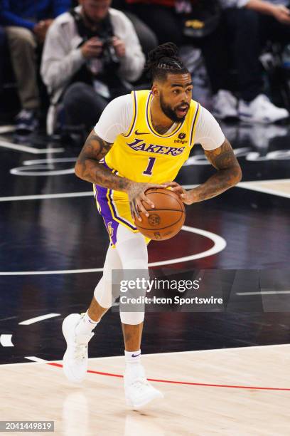 Los Angeles Lakers guard D'Angelo Russell during an NBA basketball game against the LA Clippers on February 28, 2024 at Crypto.com Arena in Los...