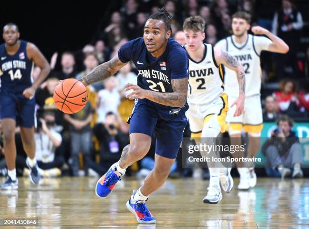 Penn State guard Rayquawndis Mitchell makes a fast break for the basket during a college basketball game between the Penn State Nittany Lions and the...