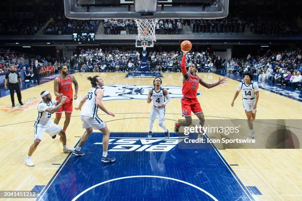 St John's Red Storm guard Daniss Jenkins shoots in the lane during the men's college basketball game between the Butler Bulldogs and St. John's Red...