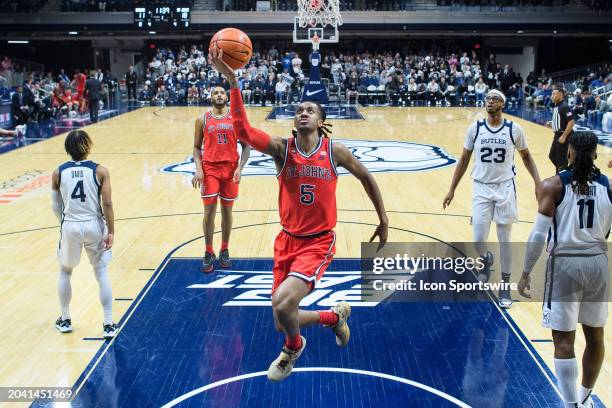 St John's Red Storm guard Daniss Jenkins drives to the basket during the men's college basketball game between the Butler Bulldogs and St. John's Red...
