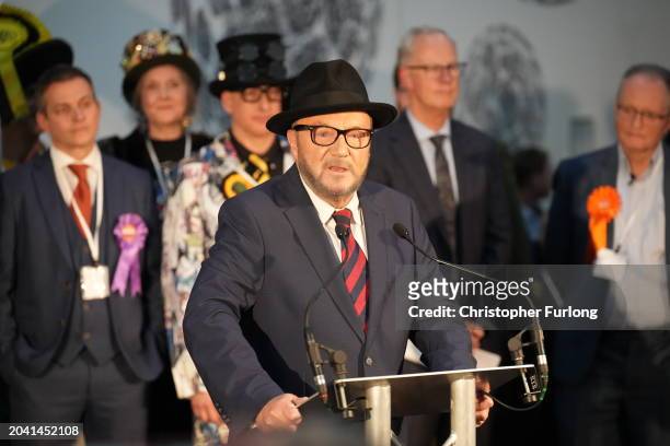 Workers Party of Britain candidate George Galloway speaks after being declared the winner in the Rochdale by-election on February 29, 2024 in...
