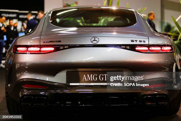 Mercedes Benz AMG GT63 seen during automobile Exhibition in Giessen Hessenhallen. The GINA car exhibition in Giessen runs from February 24th and...