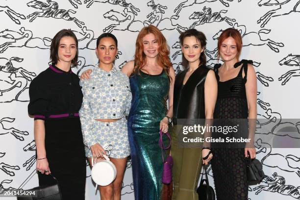 Lisa-Marie Koroll, Gizem Emre, Palina Rojinski, Emilia Schuele and Lea van Acken attend the Longchamp University Event at Künstlerhaus am...