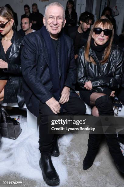 Jean Paul Gaultier and Babeth Djian attend the Pressiat Womenswear Fall/Winter 2024-2025 show as part of Paris Fashion Week on February 26, 2024 in...