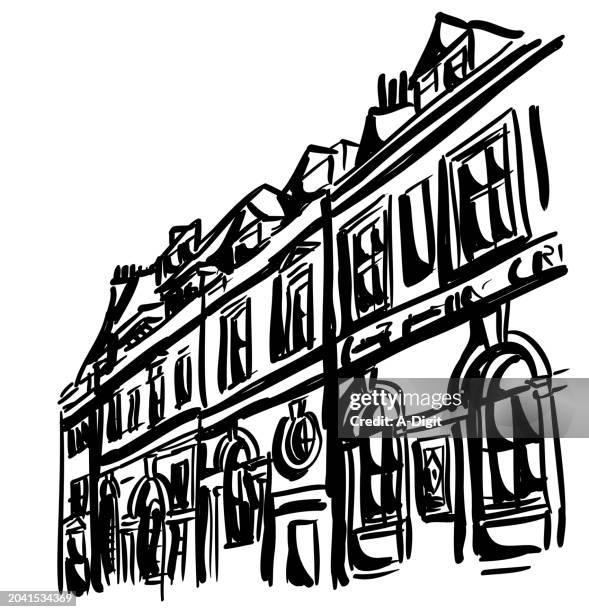 classiceuropeanarchitectureink - paris window stock illustrations