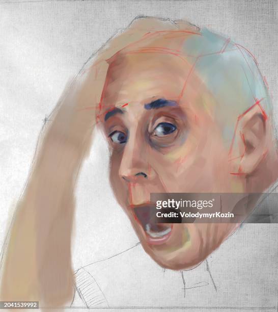 portrait of an adult in a state of extreme surprise - middle age man stock illustrations