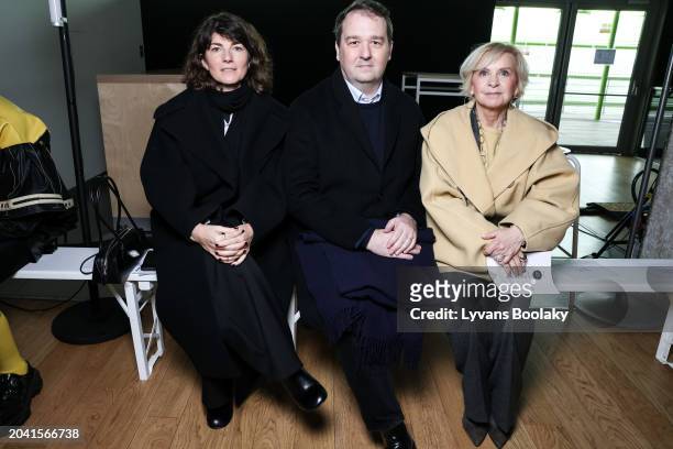 Myriam Serrano, Pierre-François Le Louet and Benedicte Epinay attend the IFM Master of Arts Womenswear Fall/Winter 2024-2025 show as part of Paris...