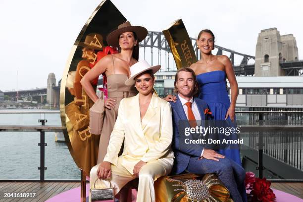 Hayden Quinn , Samantha Harris , Krissy Marsh and Laura Dundovic attend the ATC 2024 Sydney Autumn Racing Carnival official launch on February 27,...