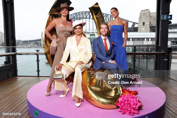 Hayden Quinn , Samantha Harris , Krissy Marsh and Laura Dundovic attend the ATC 2024 Sydney Autumn Racing Carnival official launch on February 27,...