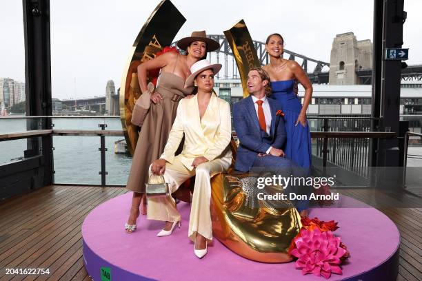 Hayden Quinn , Samantha Harris , Krissy Marsh and Laura Dundovic attend the ATC 2024 Sydney Autumn Racing Carnival official launch on February 27,...