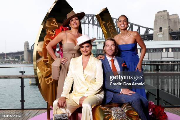 Hayden Quinn , Samantha Harris , Krissy Marsh and Laura Dundovic attend the ATC 2024 Sydney Autumn Racing Carnival official launch on February 27,...