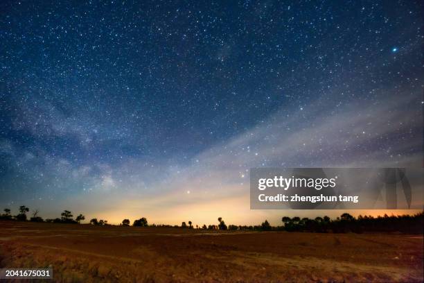 a beautiful night sky, the milky way - starlight meadow stock pictures, royalty-free photos & images