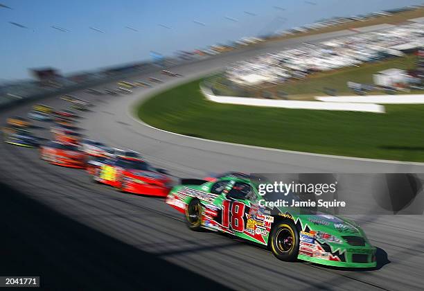 Bobby Labonte, driver of the Joe Gibbs Racing Chevrolet Monte Carlo, in action during the NASCAR MBNA 500 on March 9, 2003 at the Atlanta Motor...