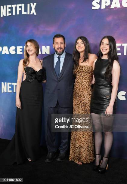 Jackie Sandler, Adam Sandler, Sunny Sandler and Sadie Sandler attend the photocall for Netflix's "Spaceman" at The Egyptian Theatre Hollywood on...