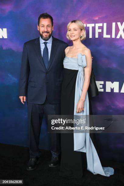 Adam Sandler and Carey Mulligan attend the premiere of Netflix's "Spaceman" at The Egyptian Theatre Hollywood on February 26, 2024 in Los Angeles,...