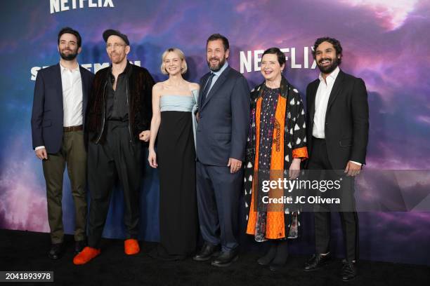 Michael Parets, Johan Renck, Carey Mulligan, Adam Sandler, Isabella Rossellini and Kunal Nayyar attend the photocall for Netflix's "Spaceman" at The...