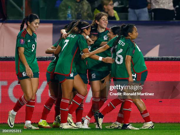 Jaqueline Ovalle of Mexico celebrates a goal against the United States in the first half during Group A - 2024 Concacaf W Gold Cup match at Dignity...