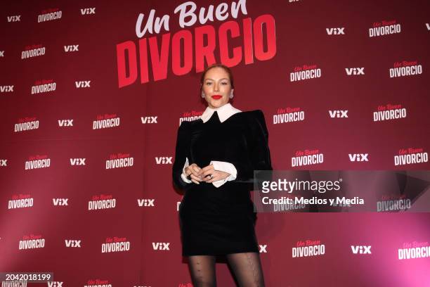 Erika de la Rosa poses for photos during the premiere of 'Un buen divorcio' at Plaza Carso on February 26, 2024 in Mexico City, Mexico.