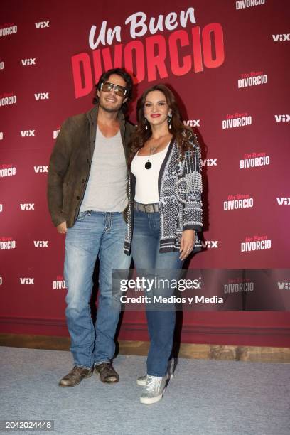 Mariana Seoane and guest pose for photos during the premiere of 'Un buen divorcio' at Plaza Carso on February 26, 2024 in Mexico City, Mexico.