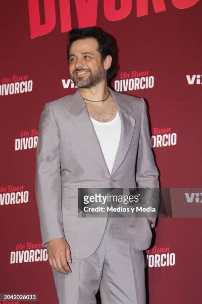 Gustavo Egelhaaf poses for photos during the premiere of 'Un buen divorcio' at Plaza Carso on February 26, 2024 in Mexico City, Mexico.