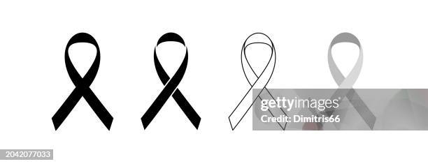 awareness ribbon icon set flat desing - alzheimers stock illustrations