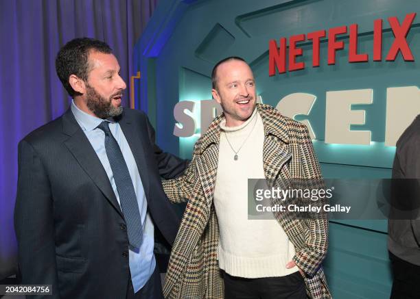 Adam Sandler and Aaron Paul attend Netflix's "Spaceman" LA Special Screening at The Egyptian Theatre Hollywood on February 26, 2024 in Los Angeles,...