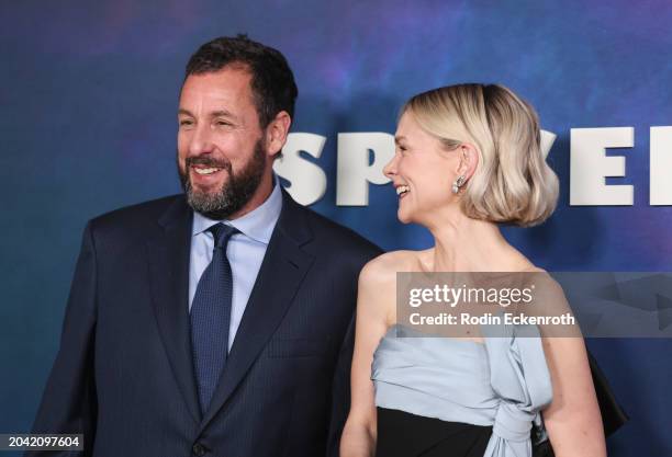 Adam Sandler and Carey Mulligan attend the premiere of Netflix's "Spaceman" at The Egyptian Theatre Hollywood on February 26, 2024 in Los Angeles,...