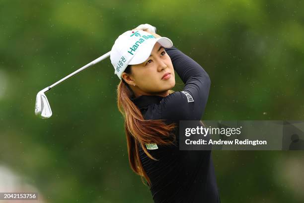 Minjee Lee of Australia plays a shot during a practice round prior to the HSBC Women's World Championship at Sentosa Golf Club on February 27, 2024...